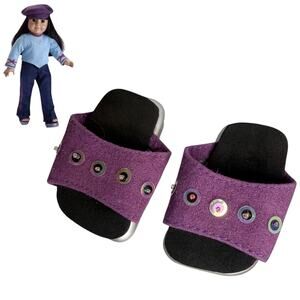 American Girl Doll Shoes Glitter Jean Outfit Platform Sandals Faux Suede Sequins